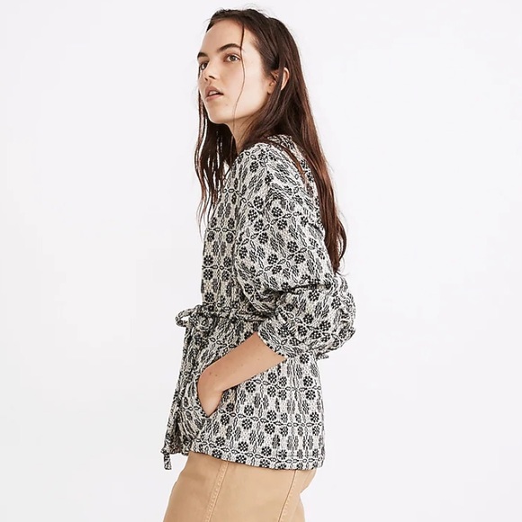 Madewell Geometric Jacquard Tie-Waist Jacket XXS New - Picture 5 of 9